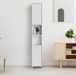 Slimline Freestanding Storage Cabinet With Door Cupboard And Shelves White