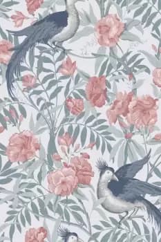 Laura Ashley Osterley Rosewood Wallpaper - Green