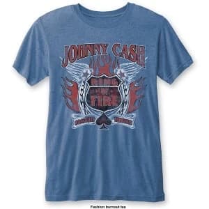 Johnny Cash - Ring of Fire Unisex Large T-Shirt - Blue