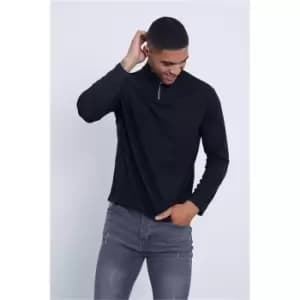 I Saw It First Black Fine Rib Half Zip Polo - Black