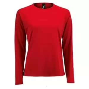 SOLS Womens/Ladies Sporty Long Sleeve Performance T-Shirt (L) (Red)