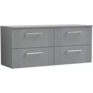 Deco Satin Grey 1200mm Wall Hung 4 Drawer Vanity Unit with Worktop - DPF293W2 - Satin Grey - Nuie