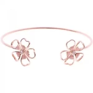 Ted Baker Ladies Rose Gold Plated Leveni Enamel Double Flower Ultrafine Cuff
