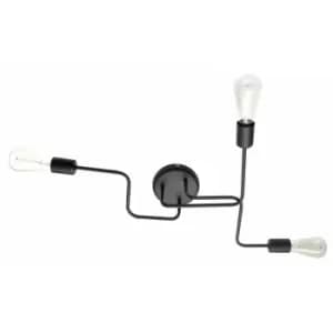 Helam Tube Multi Arm Semi Flush Ceiling Light Black 66cm