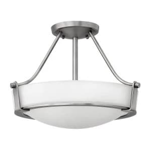 3 Light Small Semi Flush Ceiling Light Nickel, E27