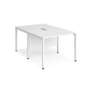 Office Desk 2 Person Rectangular Desk 1000mm White Tops With White Frames 1600mm Depth Maestro 25