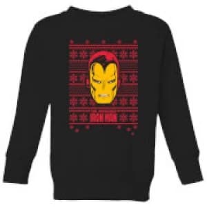 Marvel Iron Man Face Kids Christmas Sweatshirt - Black - 11-12 Years