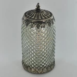 LED Lantern Silver Tall Pomegranate H22cm
