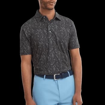 Footjoy 2022 Digital Camo Print Lisle Polo - Black - M