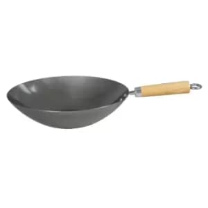 Dexam 30cm Heavy Gauge Uncoated Carbon Steel Wok Silver