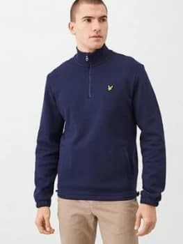 Lyle & Scott Quarter Zip Pique Sweatshirt - Navy