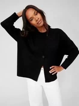 Armani Exchange Logo Back Wool Blend Cardigan - Black Size M Women