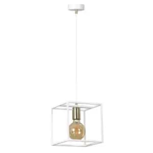 Karmen White Wire Frame Pendant Ceiling Light 1x E27