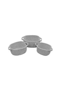 Edison Oval Cotton Rope Storage Basket Set of 3 Grey