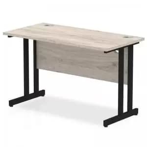 Impulse 1200 x 600mm Straight Desk Grey Oak Top Black Cantilever Leg