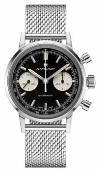 Hamilton IntraMatic Chronograph Black Dial Steel Mesh Watch