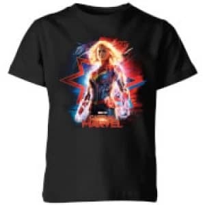 Captain Marvel Poster Kids T-Shirt - Black - 11-12 Years