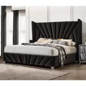 The Premiere Bed Double Plush Velvet Black