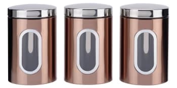 Addis Set of 3 Storage Jars - Black and Copper