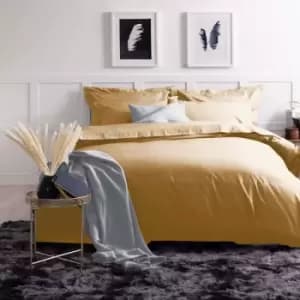 200 Thread Count 100% Egyptian Cotton Duvet Cover, Ochre, Double - Belledorm