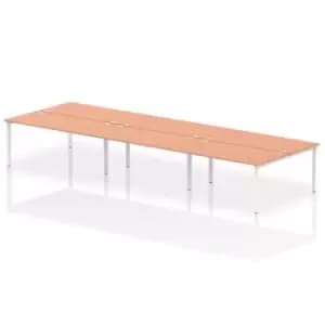 Impulse Bench B2B 6 Person 1600 White Frame Office Bench Desk Beech