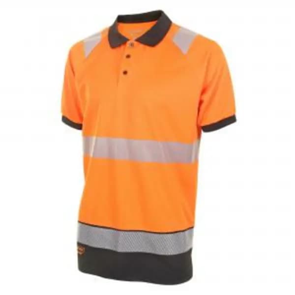 Beeswift High Visibility Two Tone Polo Shirt Short Sleeve Orange BESWHVTT010ORBL3XL