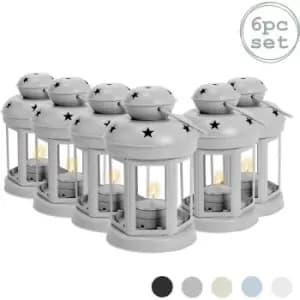 Nicola Spring - Metal Hanging Tealight Lanterns - 16cm - Grey - Pack of 6