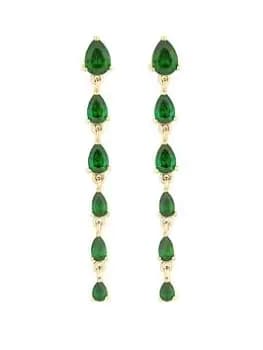 Jon Richard Gold Plated Emerald Linear Pear Drop Earrings