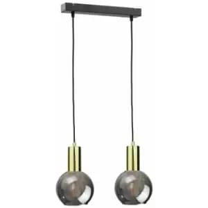 Keter Supra Bar Pendant Ceiling Light Black, Gold, 50cm, 2x E27