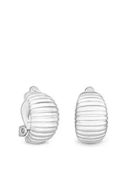 Jon Richard Silver Plated Chunky Ribbed Hoop Clip Earrings