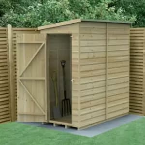 6' x 3' Forest Beckwood 25yr Guarantee Shiplap Windowless Pent Wooden Shed - Natural Timber
