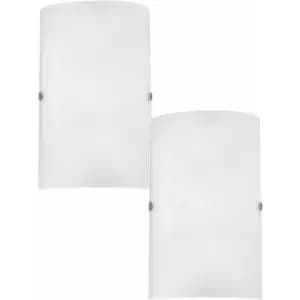 Loops - 2 pack Wall Light Colour Satin Nickel Shade White Satinized Glass E14 1x60W