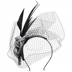 Suzanne Bettley Suzanne Bettley Feather Fascinator - Silver/Black