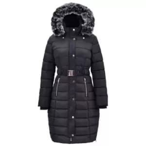 Golddigga Long Belted Jacket Womens - Black