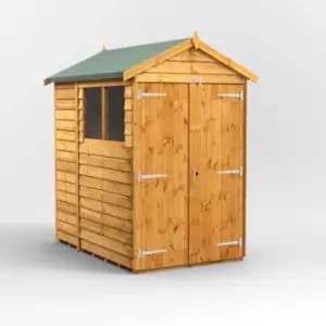 6x4 Power Overlap Apex Double Door Garden Shed