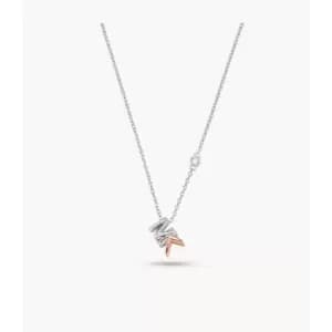 Michael Kors Womens Sterling Silver Two-Tone Mott Logo Pendant Necklace - Silver