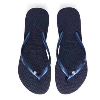 Havaianas Crystal Glam Flip Flops - Navy