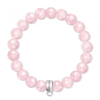 Thomas Sabo Charm Club Rose Quartz Stone Bracelet, One Colour, Size Medium - 16.5 Cm, Women