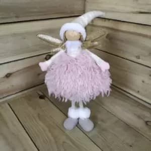 Premier Decorations Ltd - Premier 45cm Pink and Gold Glitter Plush Standing Christmas Angel Figure Decoration