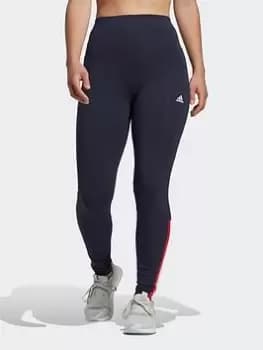 adidas Essentials Pinstripe Block Leggings, Blue, Size S, Women