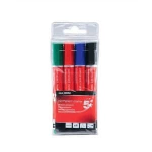 5 Star Office Permanent Marker XyleneToluene free Smearproof Bullet Tip 2mm Line Assorted Wallet 4