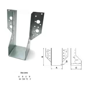 Moderix - Jiffy Timber Joist Hangers Decking Lofts Roofing Zinc Packs - Size 64x158x75x2mm - Pack of 20
