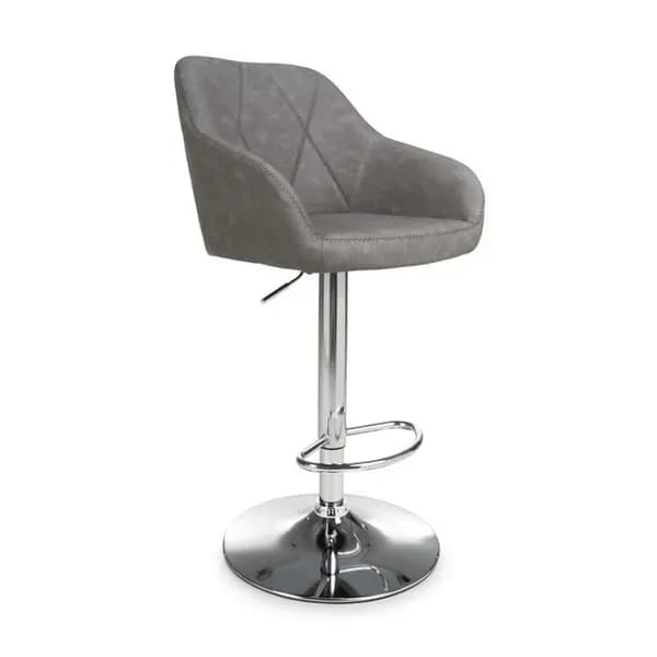 Shankar Serena Leather Effect Charcoal Bar Stool - Grey 5150114