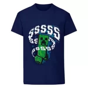 Minecraft Childrens/Kids Creeper T-Shirt (12-13 Years) (Navy)