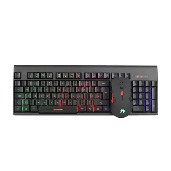 Marvo Marvo Scorpion KW512 Wireless Gaming Keyboard and Mouse Bundle, 12 Multimedia Keys, 3 Colour LED Backlit with 7 Lighting Modes, Optical Sensor M