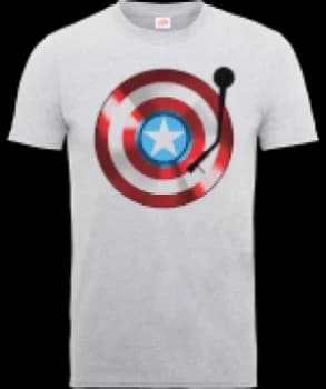 Marvel Avengers Assemble Captain America Record Shield T-Shirt - Grey - L