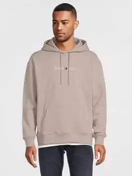 Tommy Jeans Tjm Reg Linear Overhead Hoodie - Dark Beige, Dark Beige Size M Men