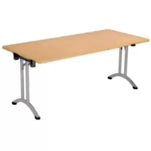 Tc One Union Folding Table 1200 x 700 Silver Frame White Rectangular Top