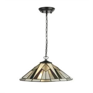 2 Light Pendant Matt Black, White, Multi, E27