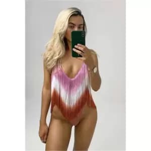 I Saw It First Orange Ombre Tassel Swimsuit - Orange